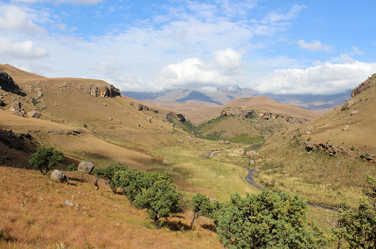 Les contreforts de la vallée du Giant's Castle, Afrique du Sud