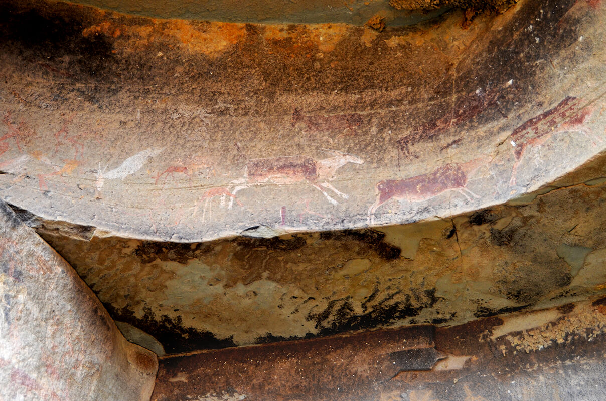 Peinture rupestre au parc UKahlamba en Afrique du Sud